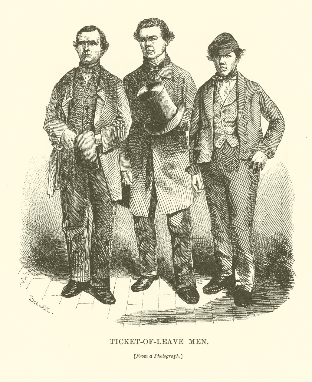 Biglietto di congedo uomini (incisione) da English School