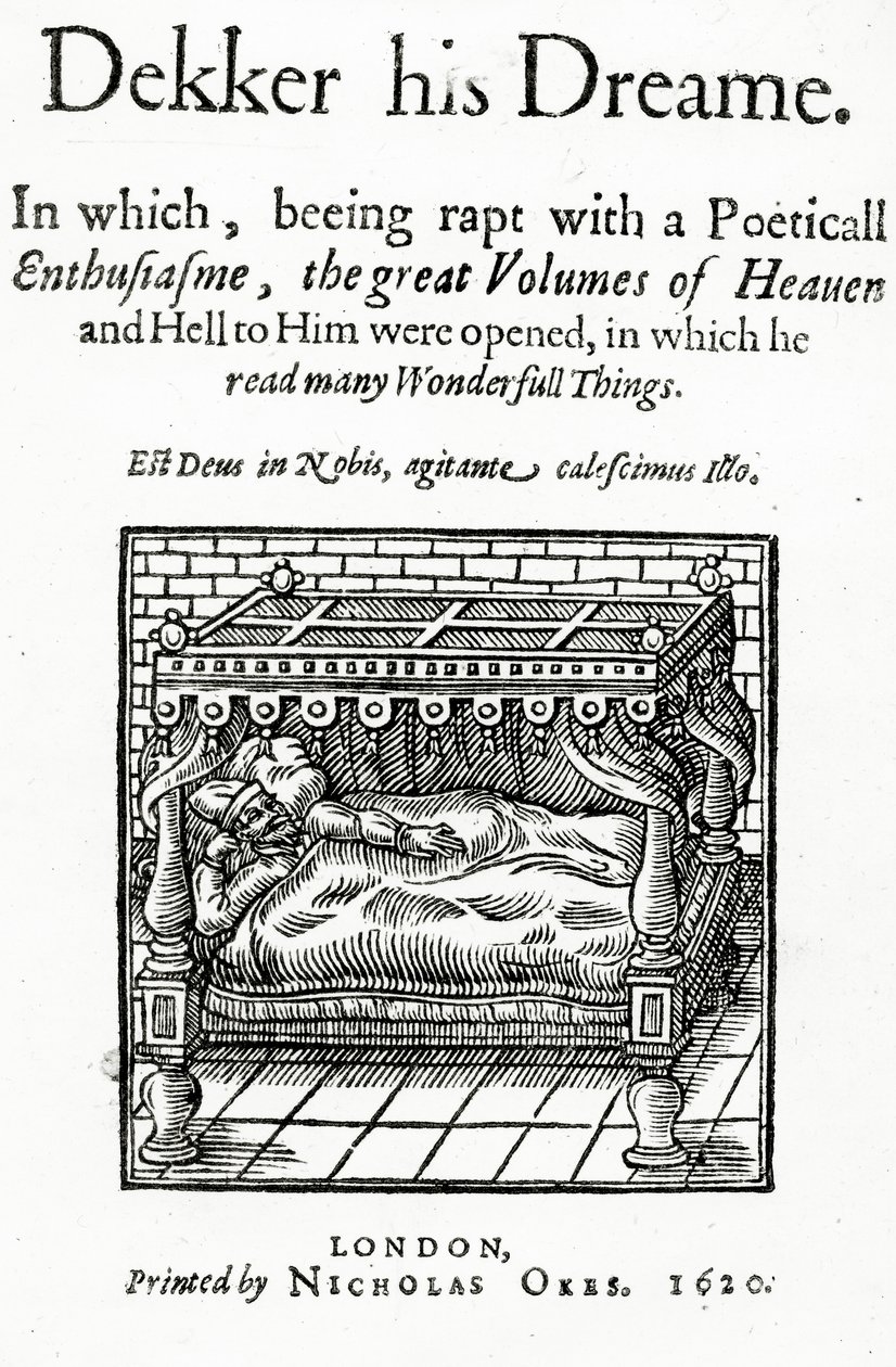 Pagina del titolo per Dekker his Dreame di Thomas Dekker, pubblicato 1620 da English School