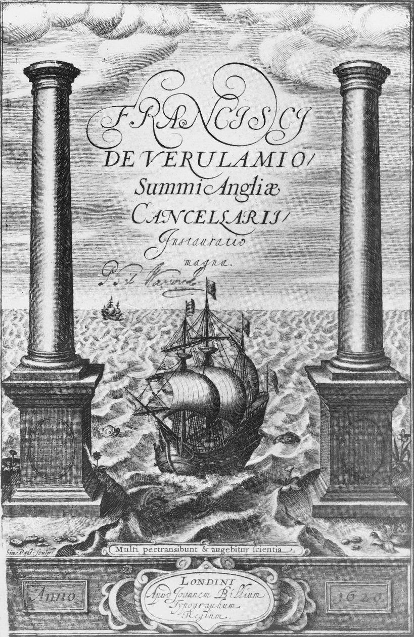 Pagina del titolo della Prima Edizione del Novum Organum di Sir Francis Bacon, 1620 da English School