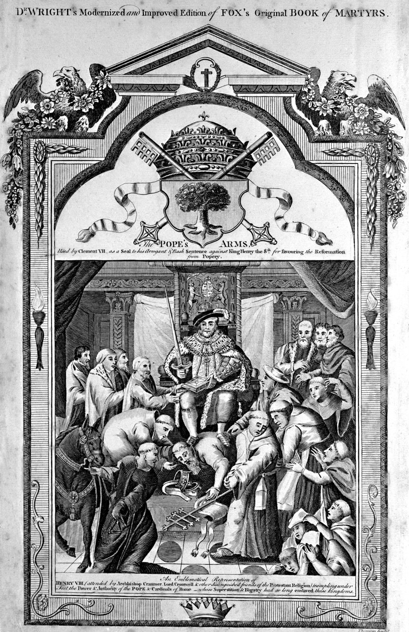 Pagina del titolo, Le armi del Papa da The New and Complete Book of Martyrs, di Paul Wright da English School
