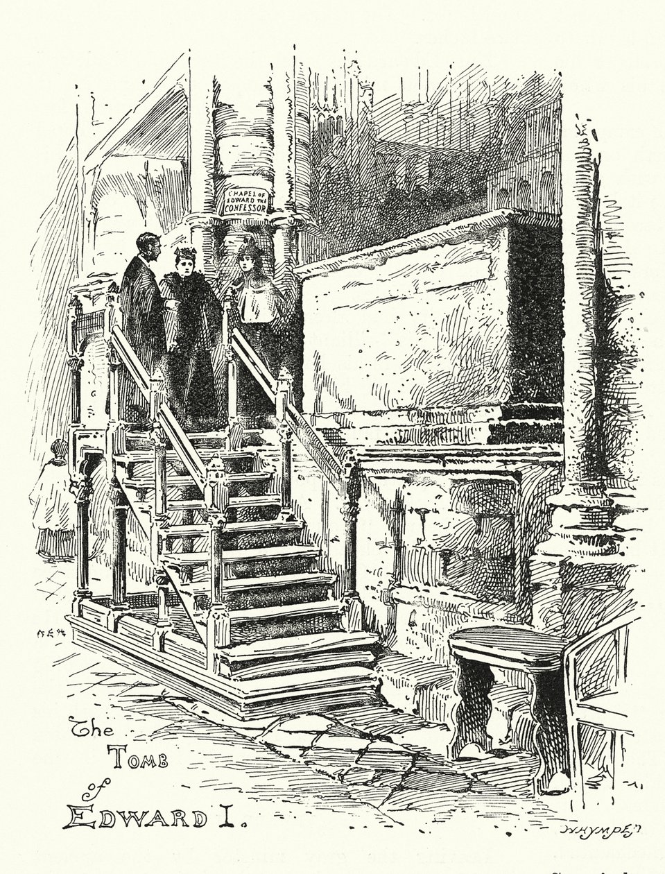 Tomba di re Edoardo I, Abbazia di Westminster (incisione) da English School
