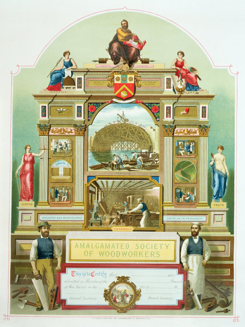 Emblema commerciale della Società Amalgamata dei Falegnami, 1860 da English School