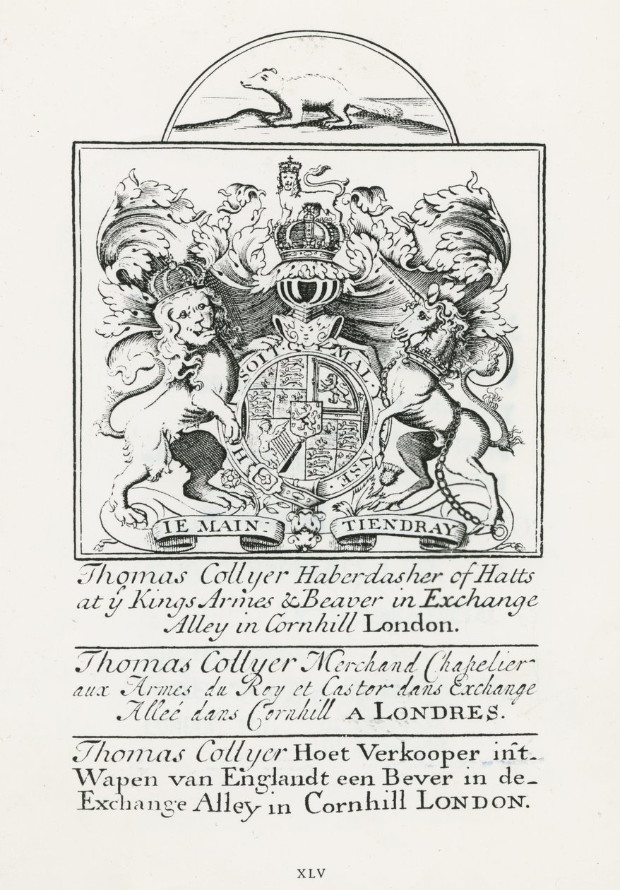Carta commerciale per Thomas Collyer, Cornhill Haberdasher da English School
