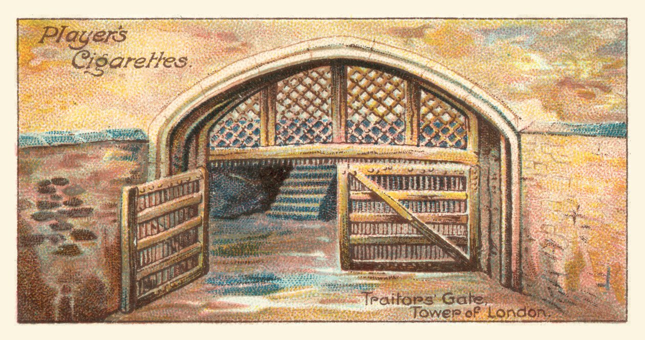 Porta dei Traditori, Torre di Londra (cromolitografia) da English School