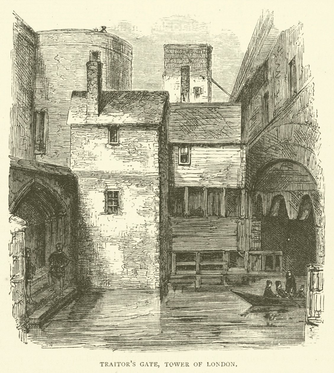 Porta dei Traditori, Torre di Londra (incisione) da English School