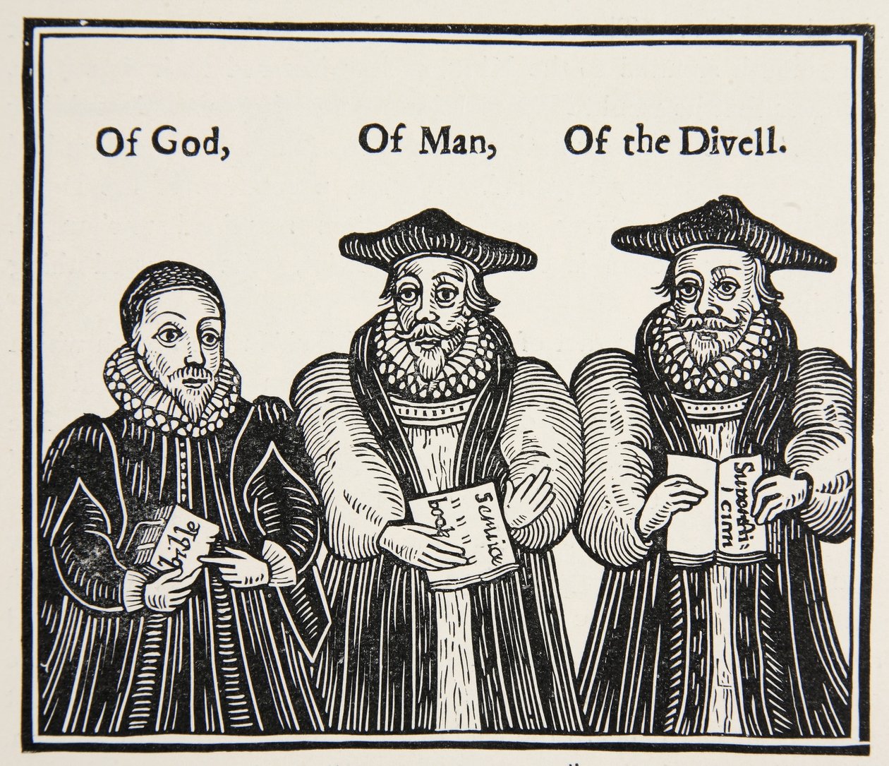 Tripla Episcopacia, satira del Partito Puritano di Laud e dei Vescovi di Corte, da un Trattato del 1641 da English School