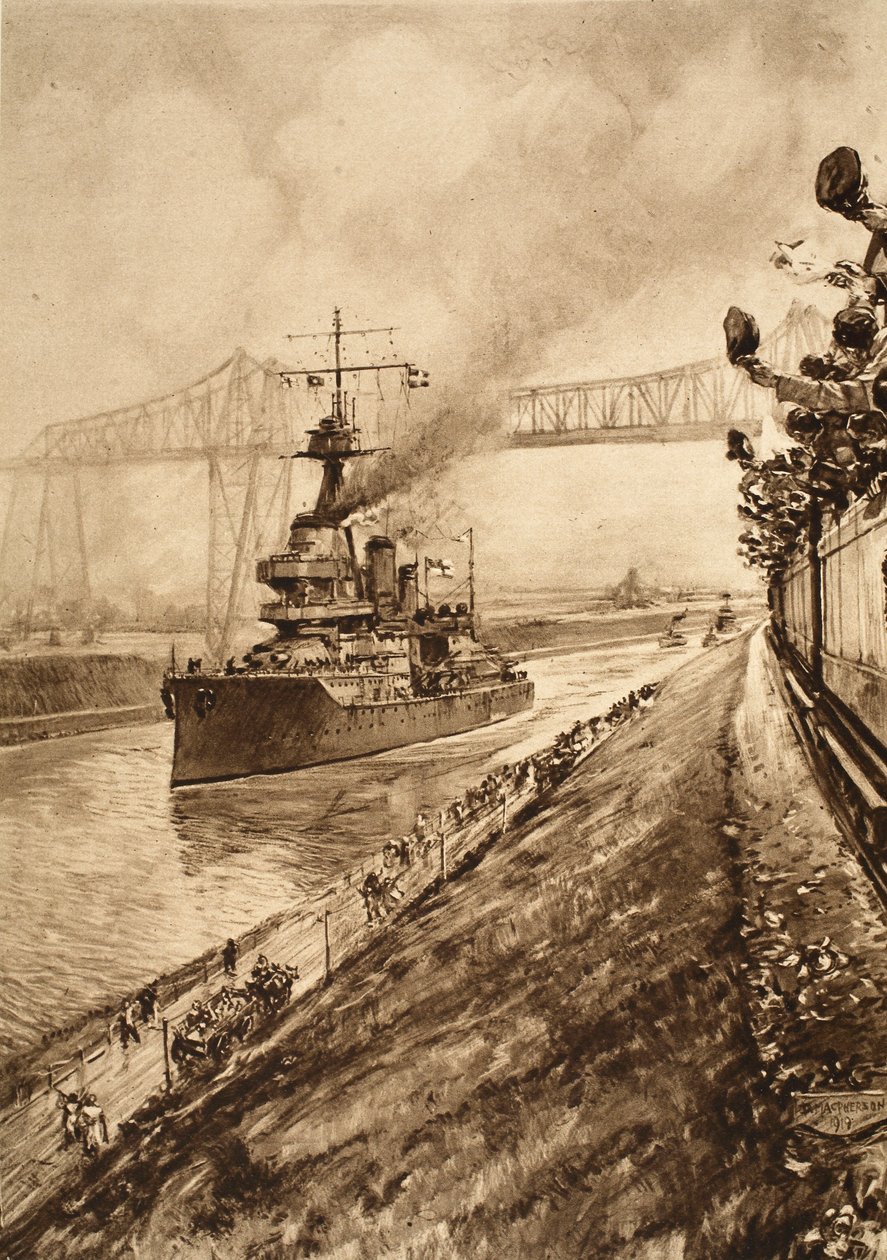 Prova trionfale della supremazia navale britannica: H.M.S Hercules attraversa il Canale di Kiel, 1914-19 da English School