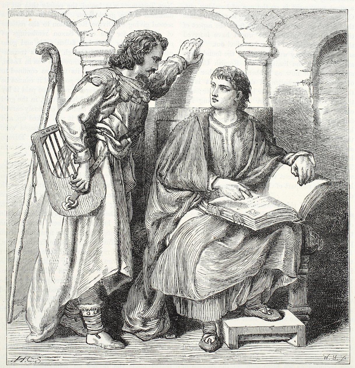 Trovatore e Barbe, illustrazione da La storia del protestantesimo di James Aitken Wylie (1808-1890), pub. 1878 da English School