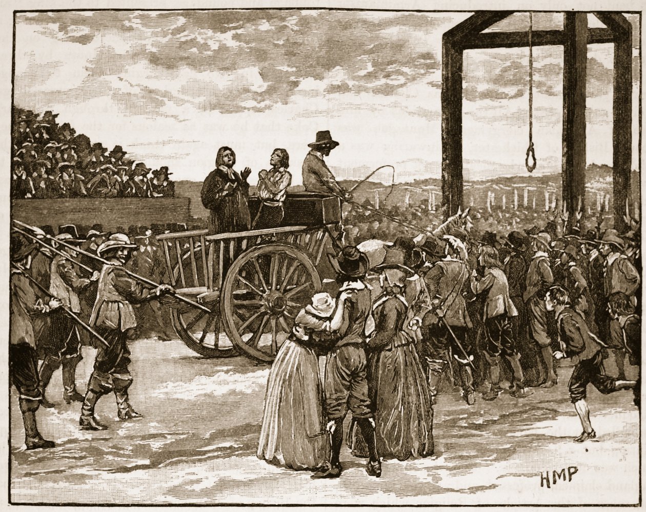 Tyburn al tempo di Carlo I, illustrazione da Cassells Illustrated History of England da English School