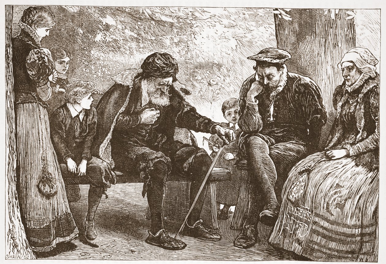 Sotto i tigli, illustrazione da The History of Protestantism di James Aitken Wylie, pub. 1878 da English School
