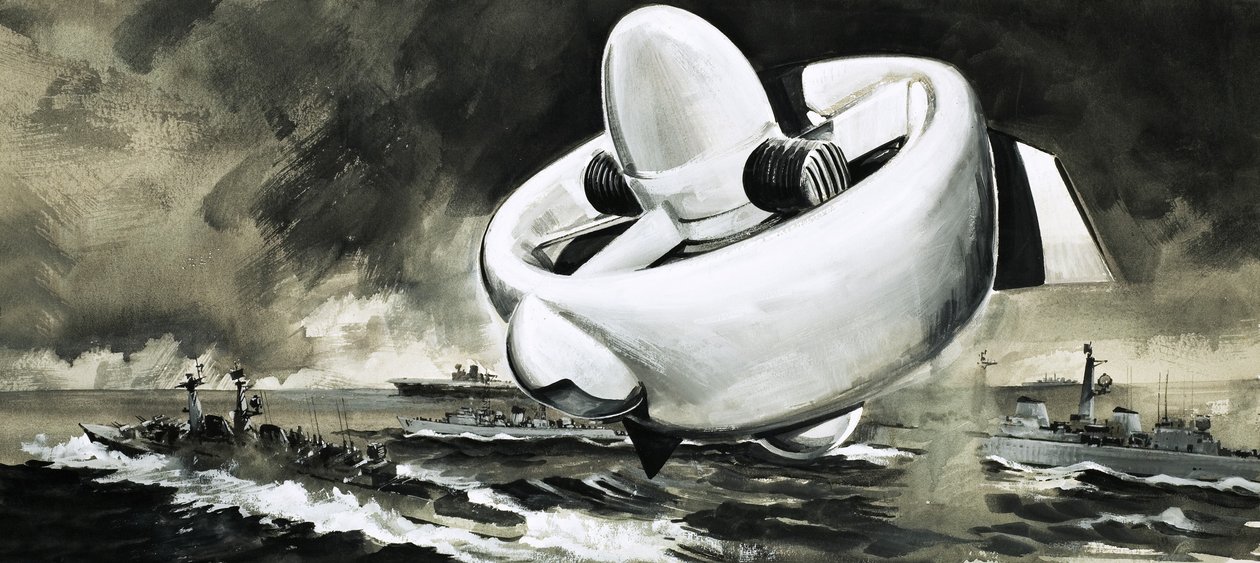 Un dispositivo volante non identificato si alza sopra le navi in mare (seconda guerra mondiale) da English School