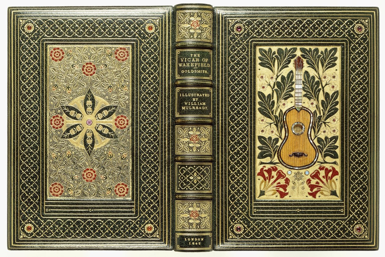Copertine superiore e inferiore, con chitarra e disegni floreali, 1843 da English School