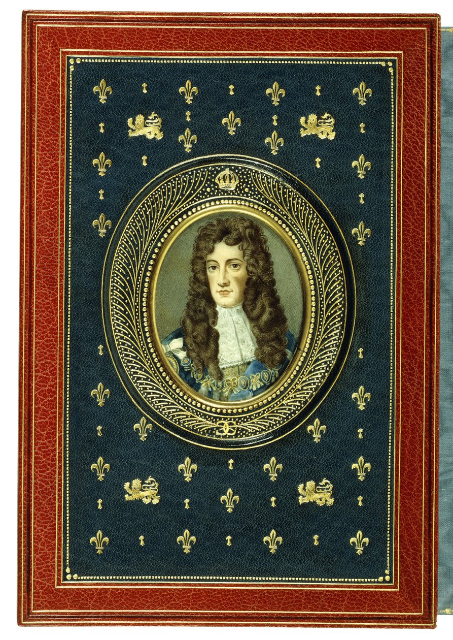 Copertina superiore, con miniatura ovale di Carlo II, 1902 da English School