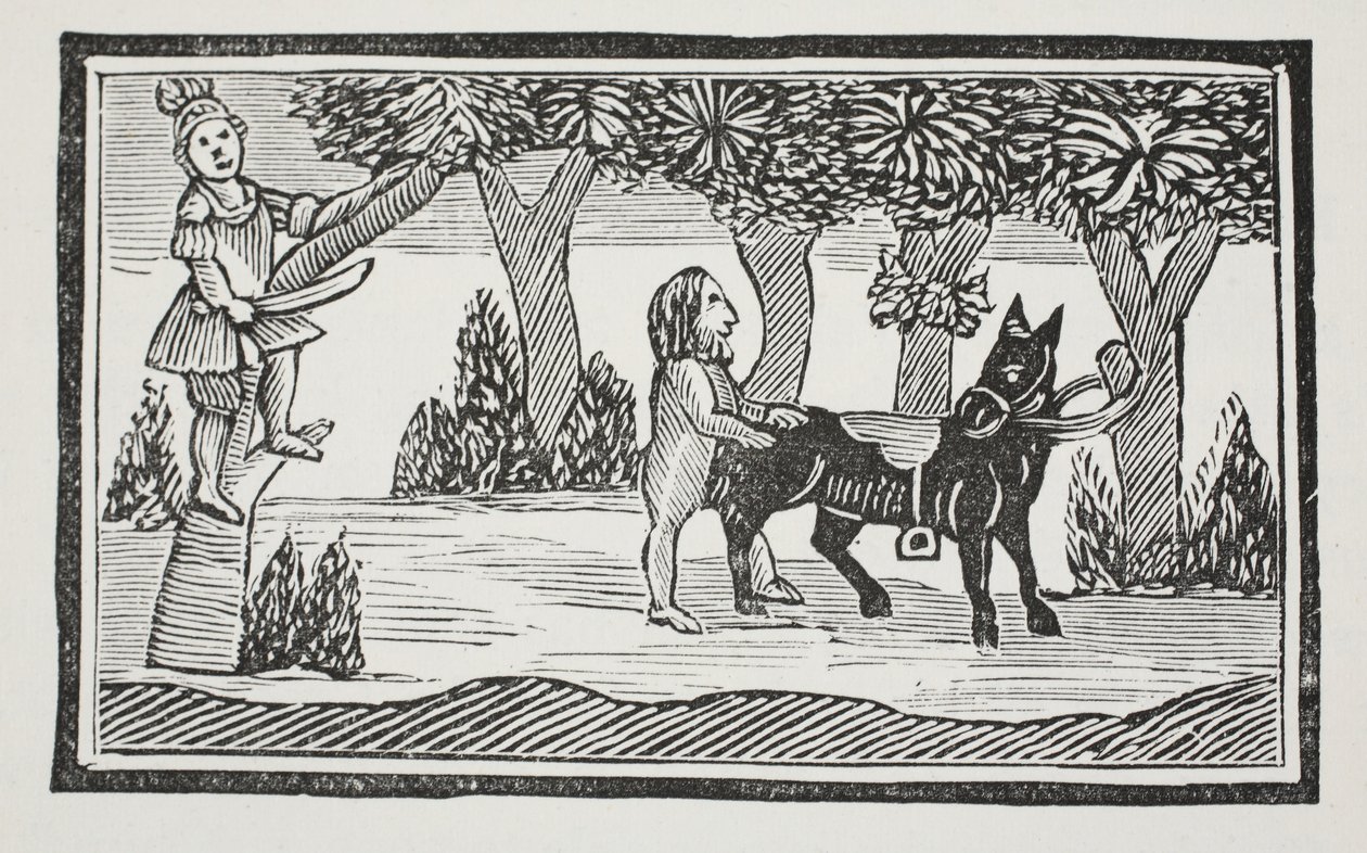 Valentino e Orson, illustrazione da Chap-books of the Eighteenth Century di John Ashton, pub. 1882 da English School