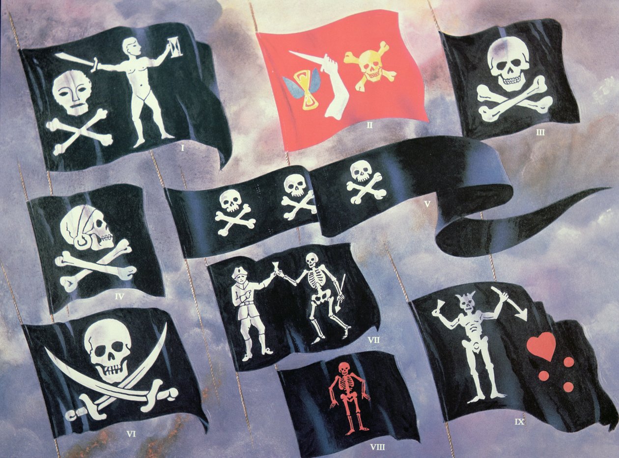 Varie bandiere usate da famosi pirati da English School