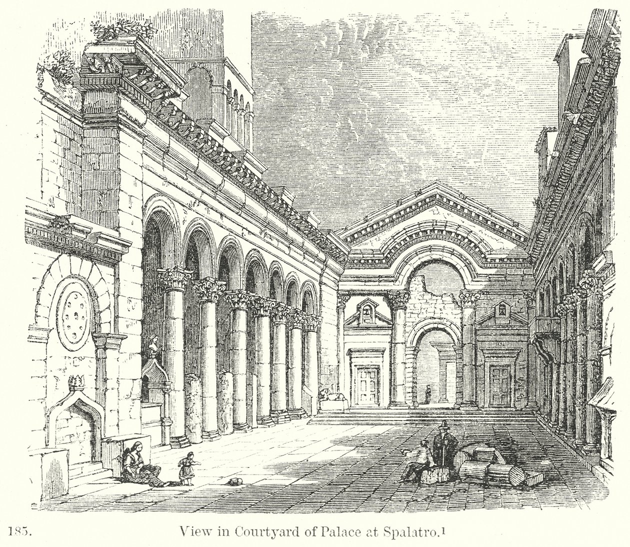 Veduta del cortile del Palazzo di Spalatro (incisione) da English School