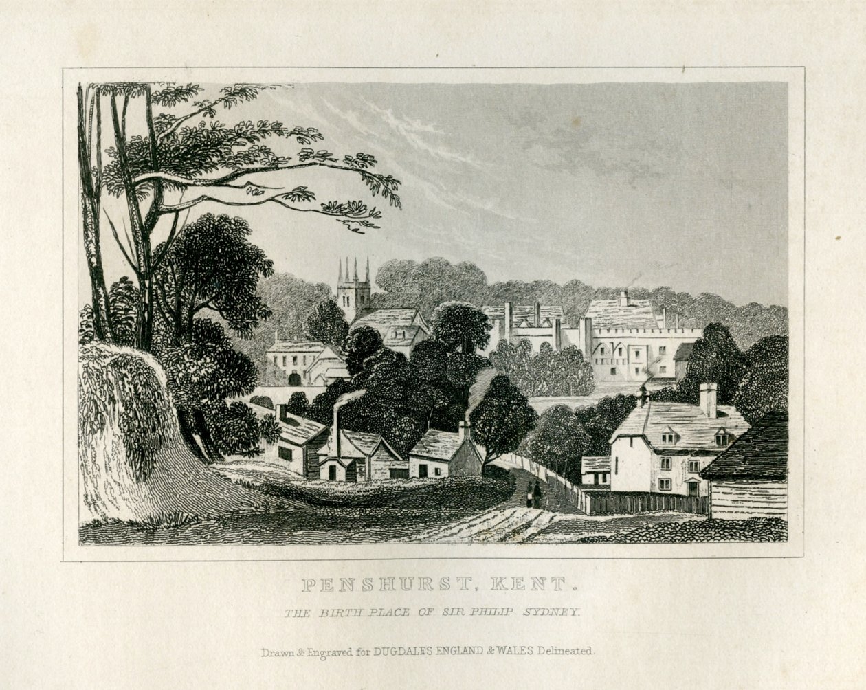 Veduta di Penshurst, Kent, c.1840 da English School