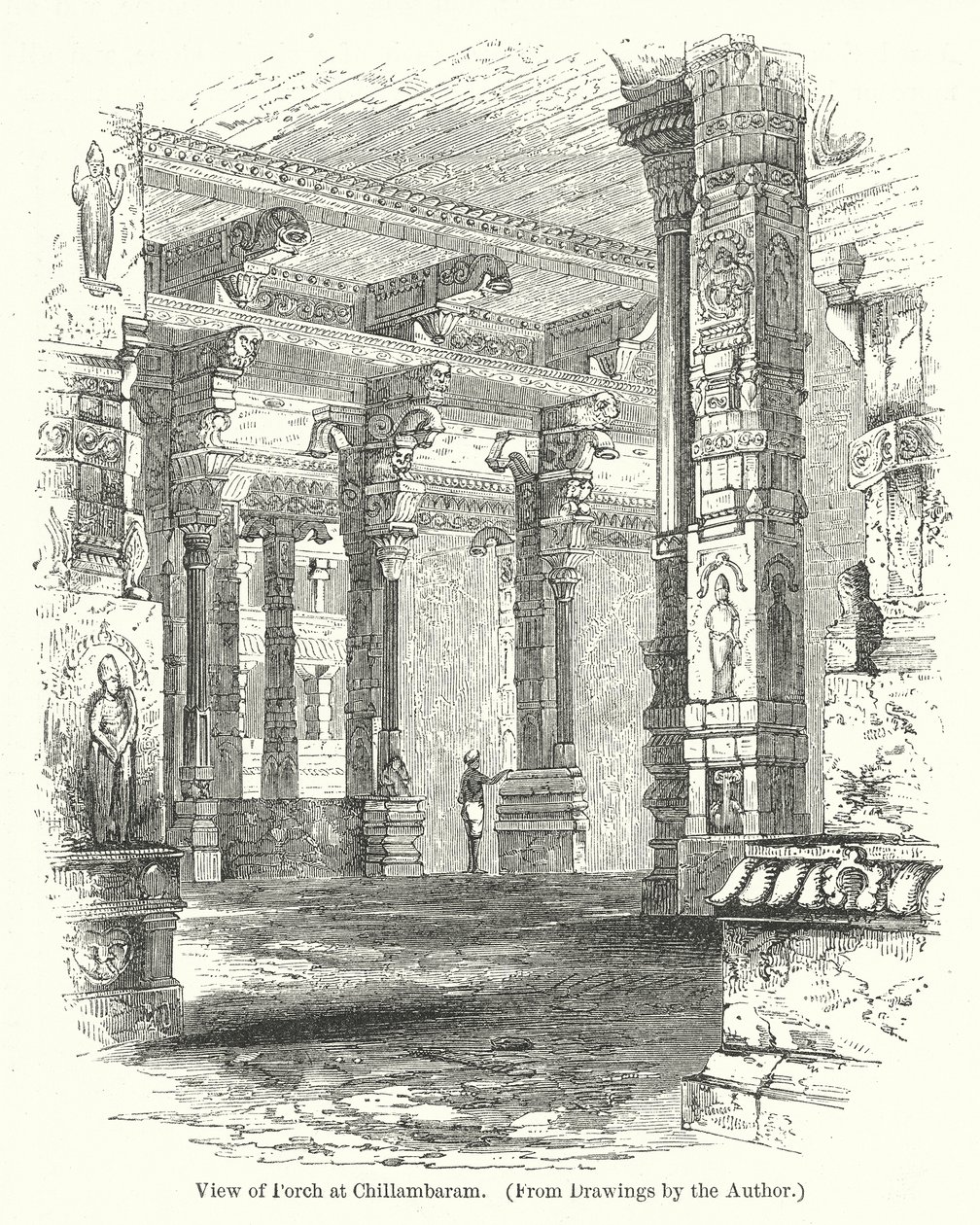 Vista del portico di Chillambaram (incisione) da English School