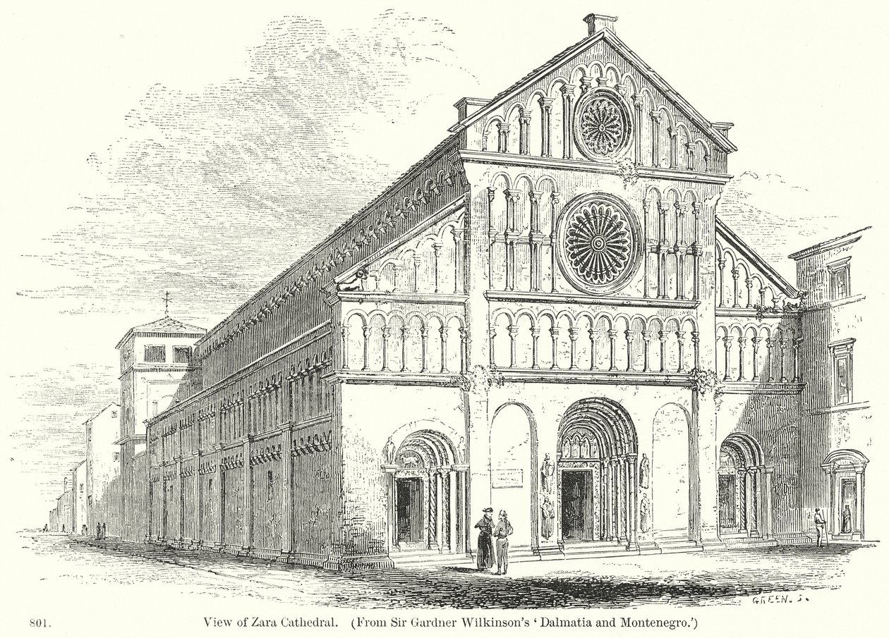 Veduta della cattedrale di Zara (incisione) da English School