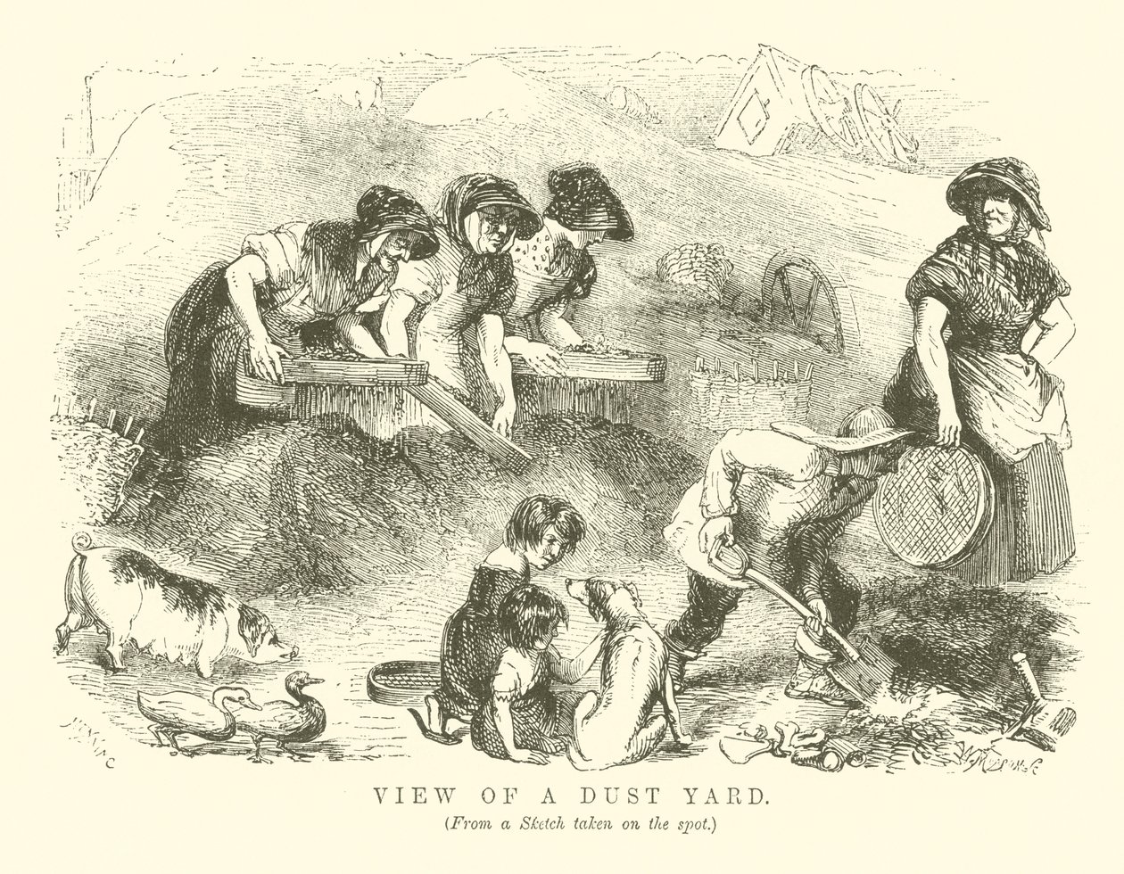 Vista di un cantiere di polvere (incisione) da English School