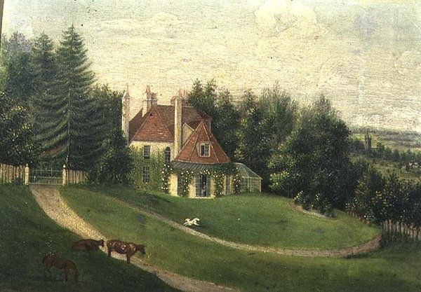 Vista di una casa e di un giardino da English School