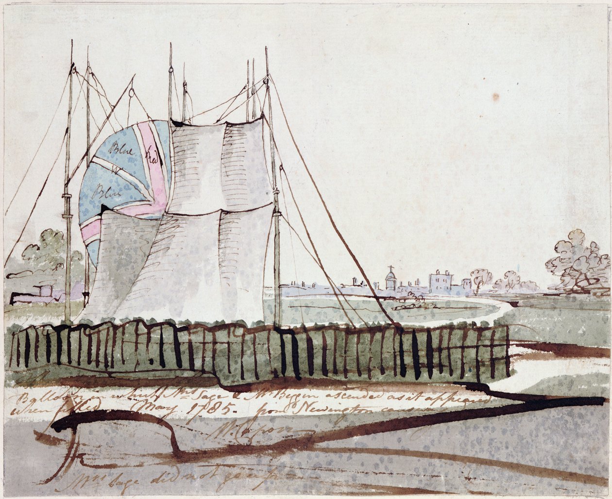 Vista del pallone a Newington Causeway, maggio 1785 da English School