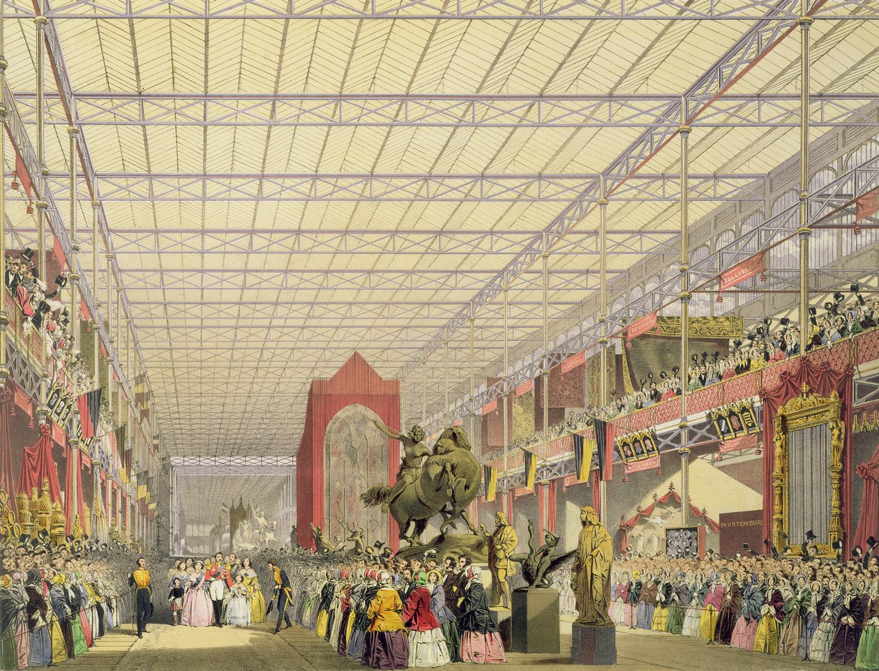Vista della navata straniera della Grande Esposizione del 1851, da Dickinsons Comprehensive Pictures da English School