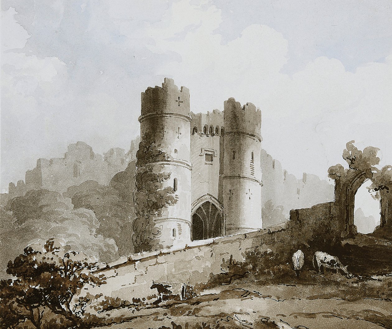 Veduta del portale del castello di Carisbrooke, Isola di Wight da English School