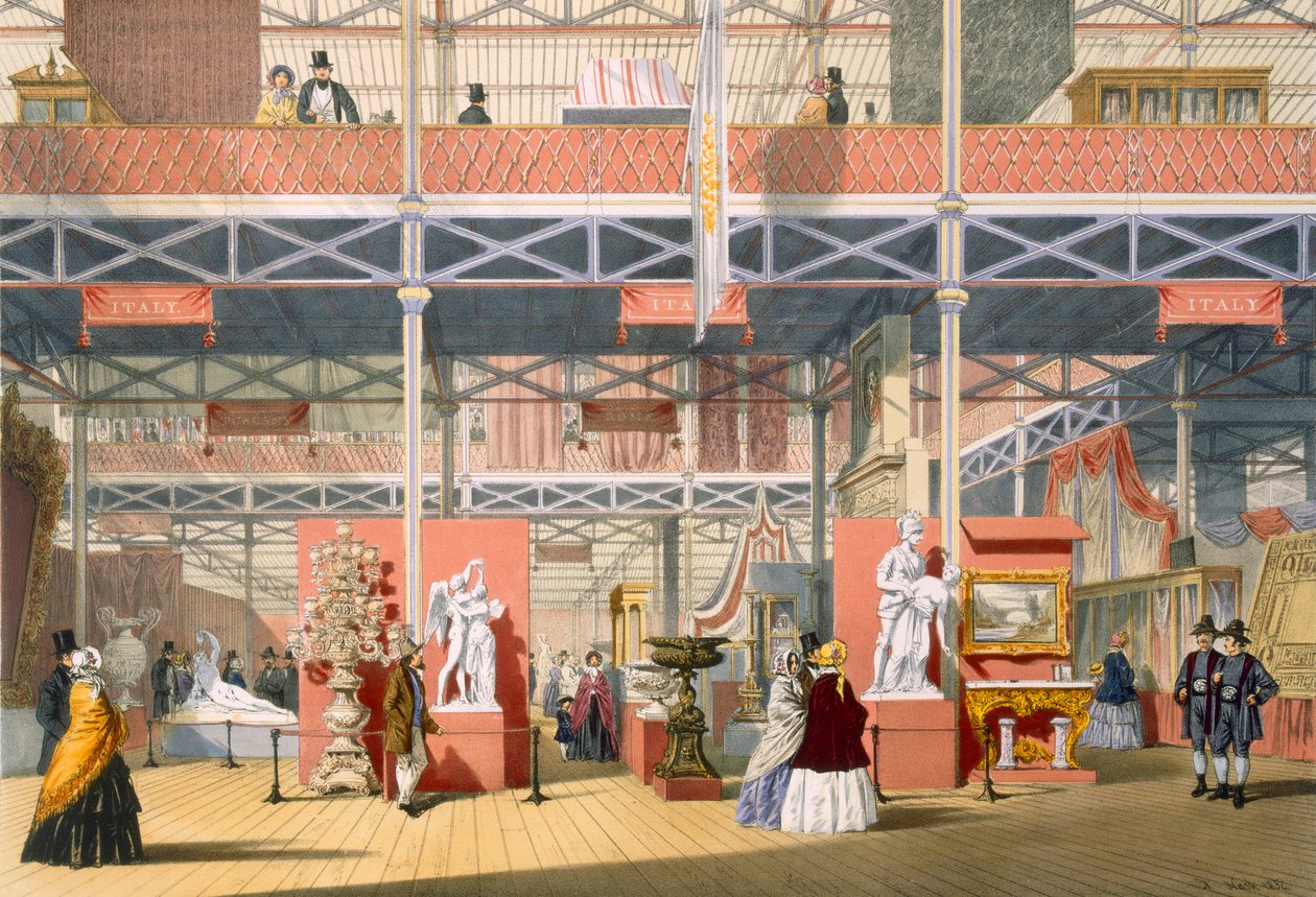 Vista della sezione Italia della Grande Esposizione del 1851, da Dickinsons Comprehensive Pictures da English School