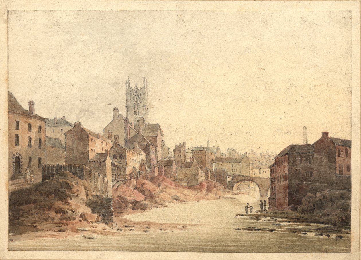 Veduta del fiume Irwell, Manchester, c.1820-30 da English School