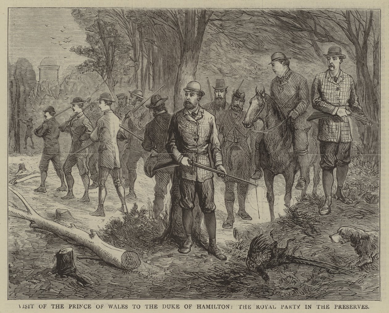 Visita del Principe di Galles al Duca di Hamilton, la festa reale nelle riserve (incisione) da English School