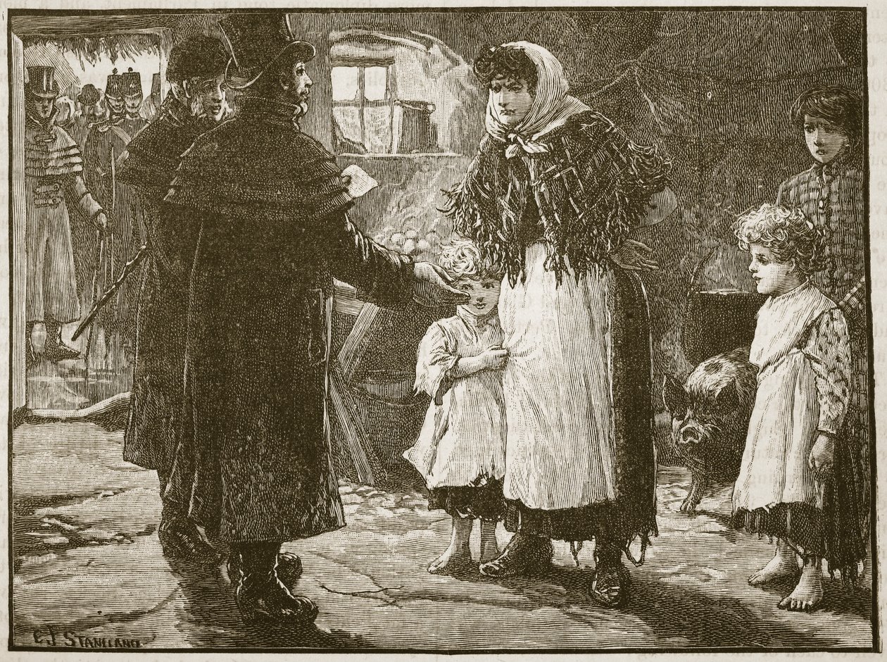 Visita del Prorettore delle Decime, Irlanda, 1832, illustrazione da Cassells Illustrated History of England da English School