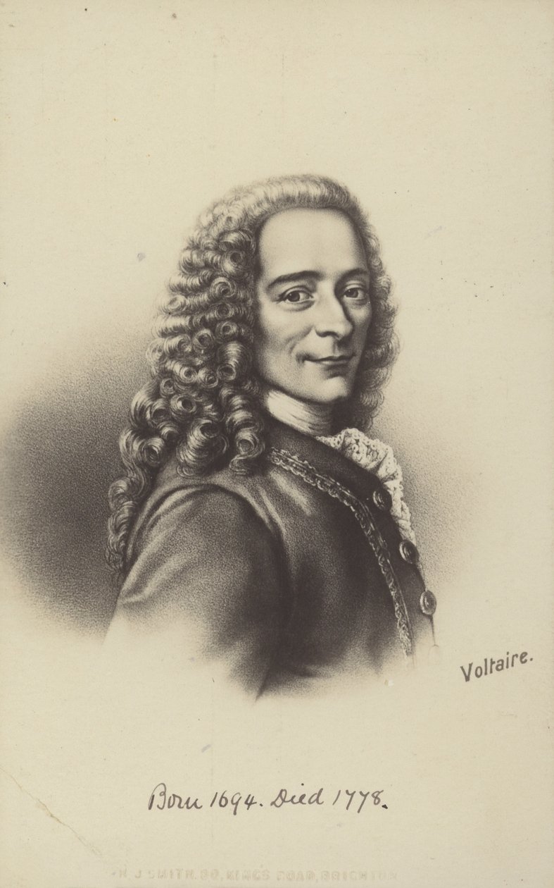 Voltaire (1694-1778), scrittore, filosofo e drammaturgo francese (litografia) da English School
