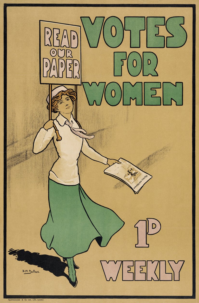 Votes for Women, da The Suffragette, pub.1912 (litografia a colori) da English School