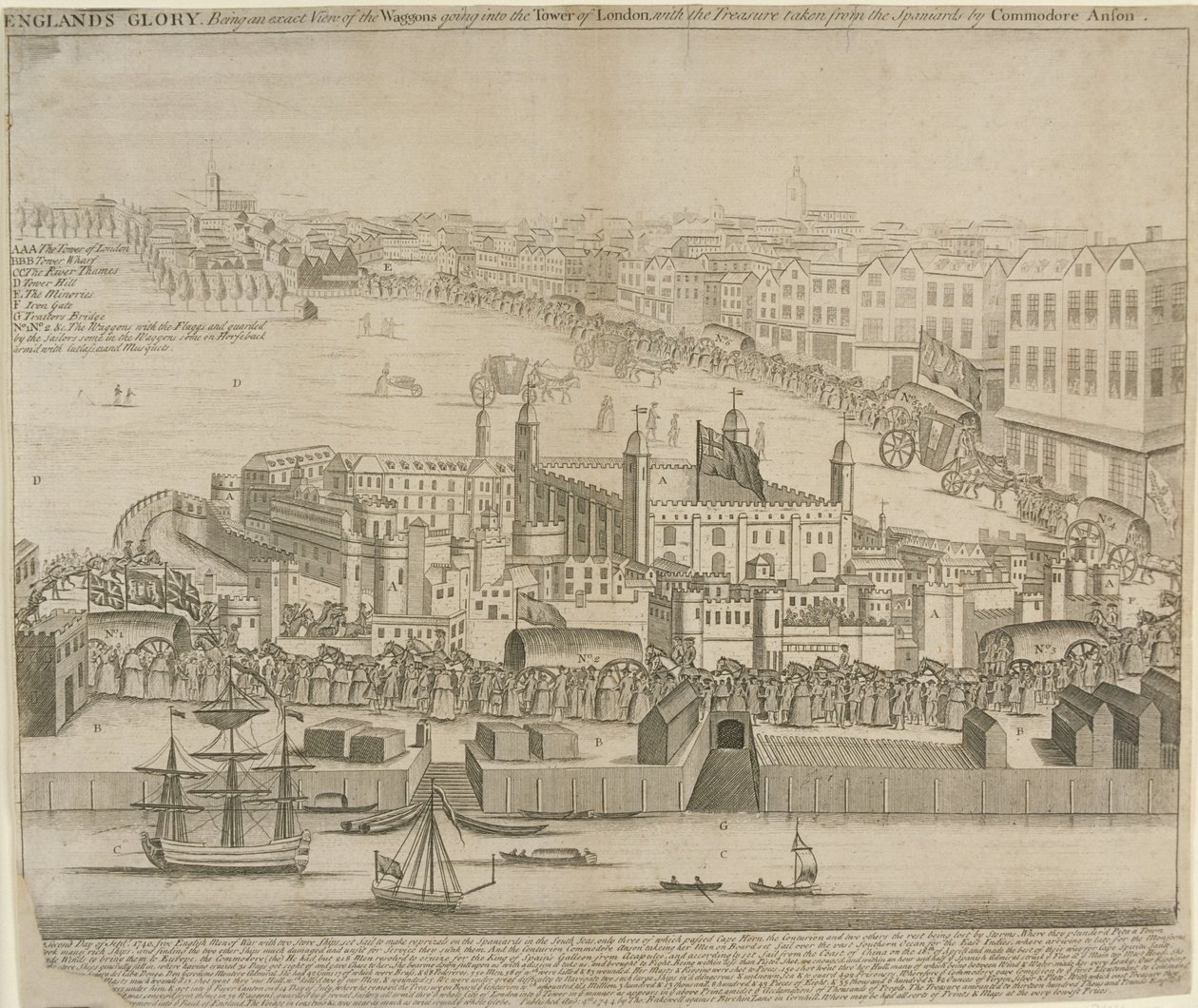 Carri di tesori portati nella Torre di Londra, 1744 da English School