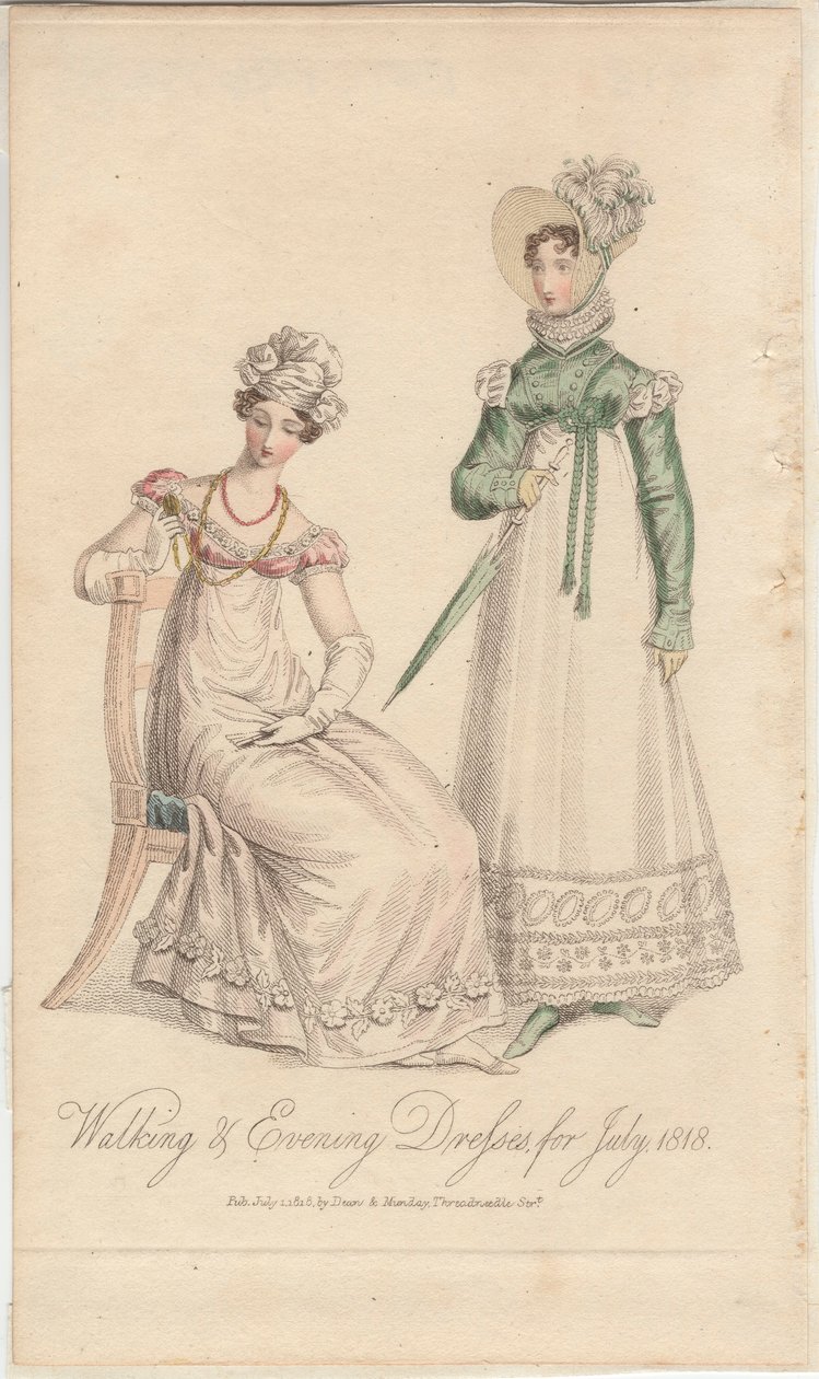 Abiti da passeggio e da sera per luglio 1818, 1818 da English School