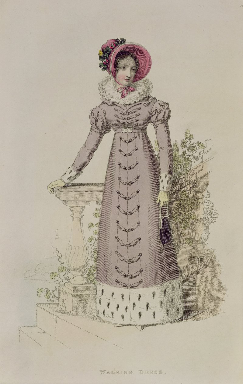 Abito da passeggio, tavola di moda da Ackermanns Repository of Arts da English School