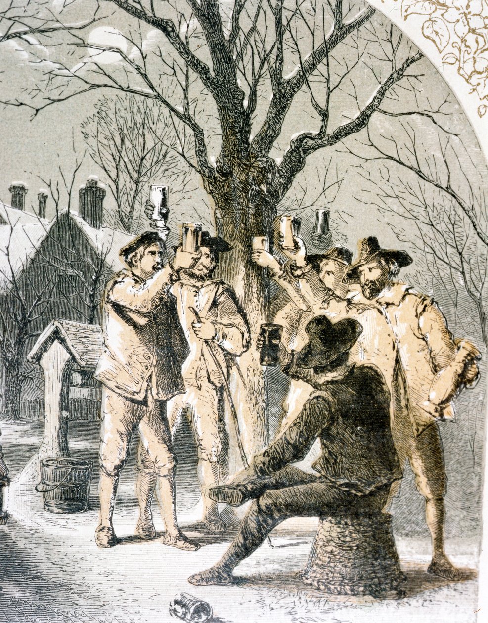 Wassailing gli alberi di mele, 1840 da English School