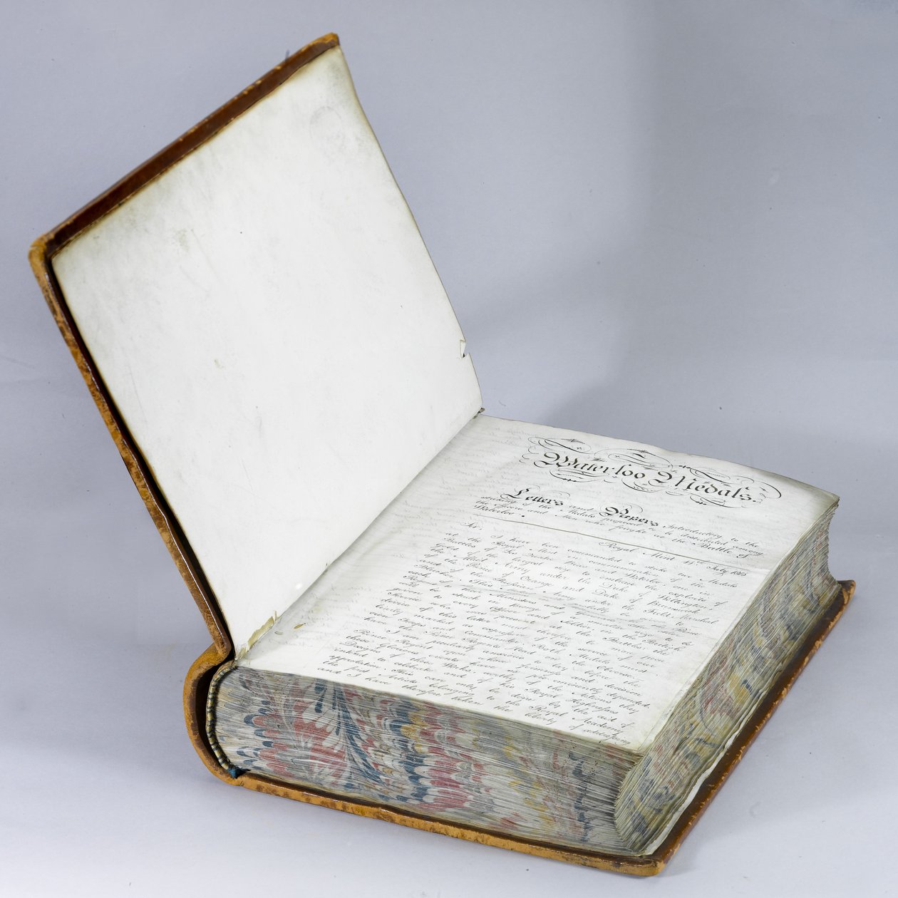 Registro delle medaglie di Waterloo, c.1815 (penna e inchiostro su carta in un volume rilegato in pelle) da English School