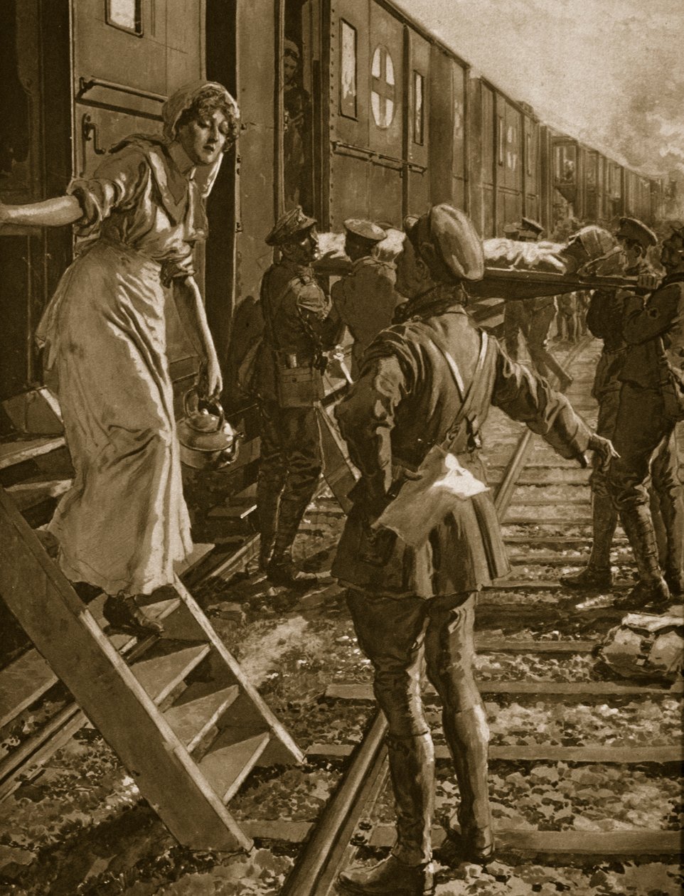 Calvario lungo la strada in Francia, 1914-19 da English School