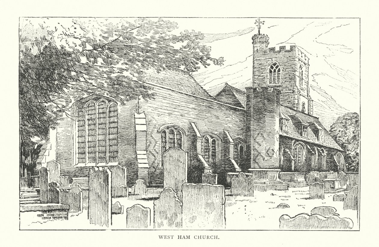 Chiesa di West Ham (incisione) da English School