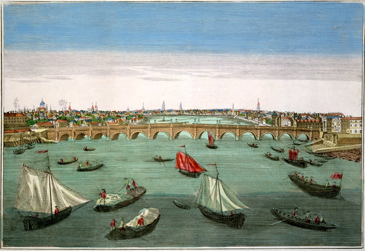 Ponte di Westminster, Londra, inizio a metà del XVIII secolo da English School