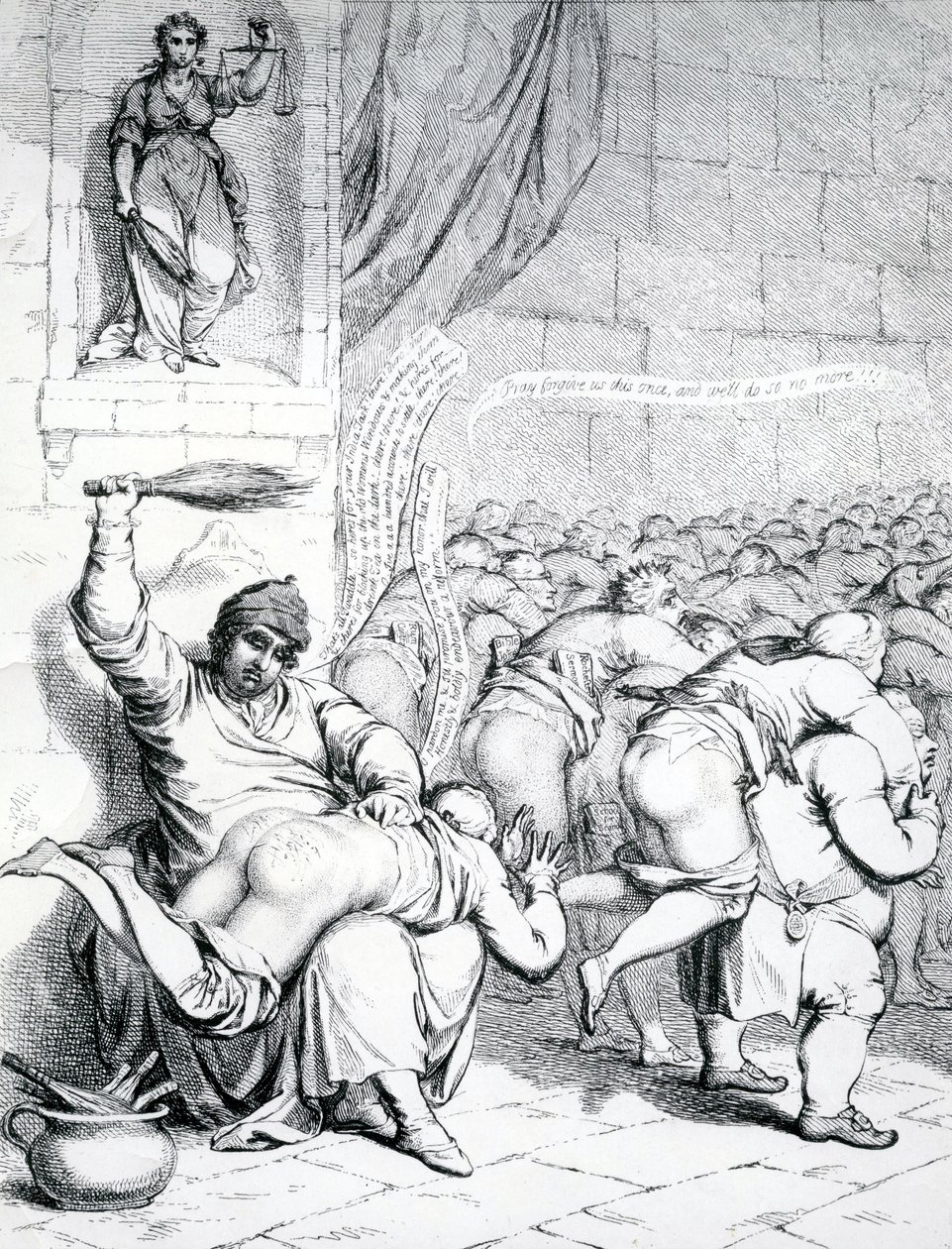 Scuola di Westminster, o Dr. Busby che regola i conti con il maestro Billy e i suoi compagni di gioco, 1785 da English School