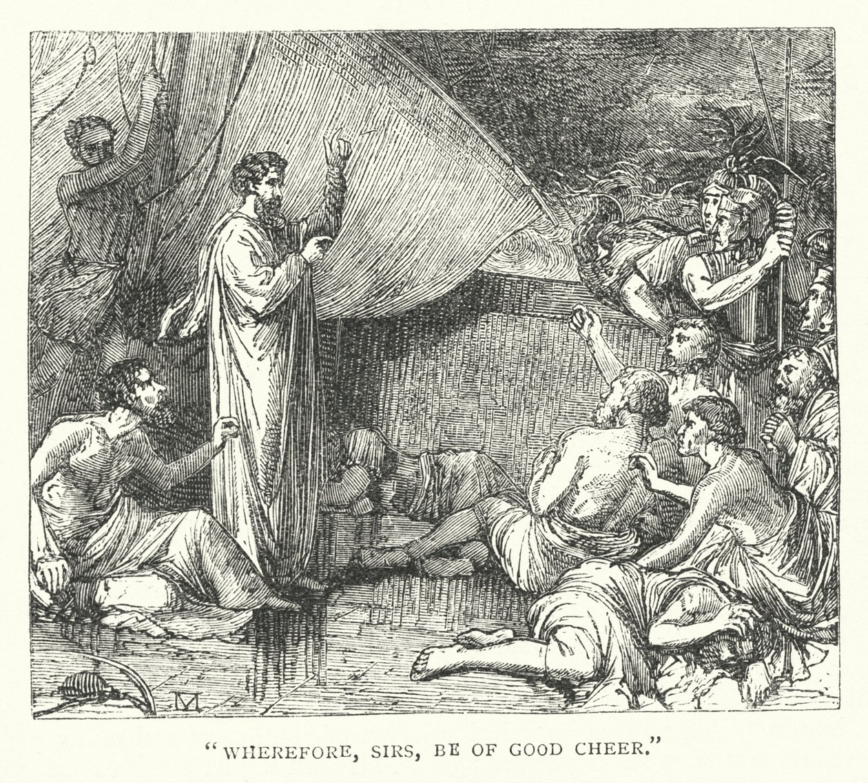 "Perciò, signori, siate di buon animo" (incisione) da English School