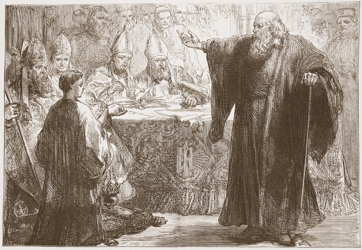 Wicliffe davanti alla convocazione a Oxford, illustrazione da La storia del protestantesimo di James Aitken Wylie (1808-1890), pub. 1878 da English School
