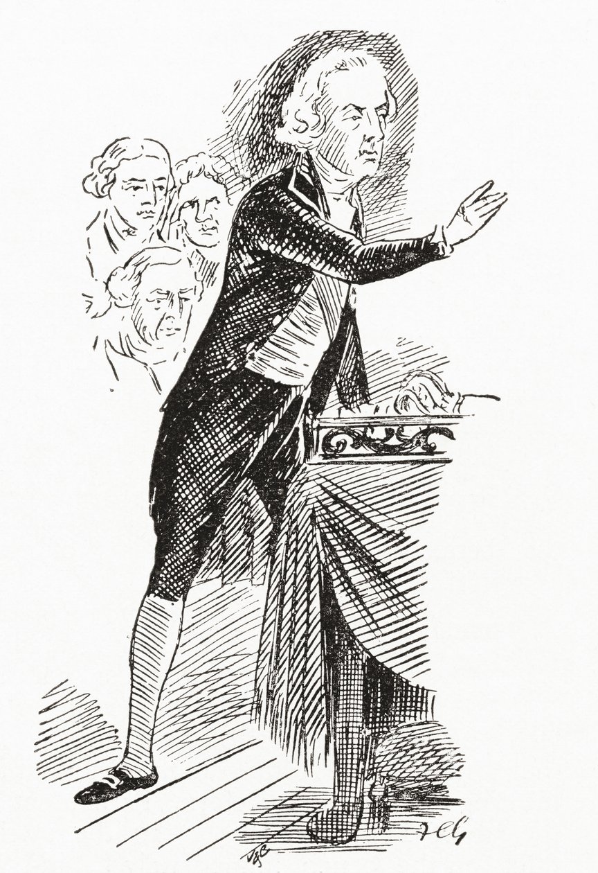 William Pitt il Giovane che si rivolge alla Camera dei Comuni da English School