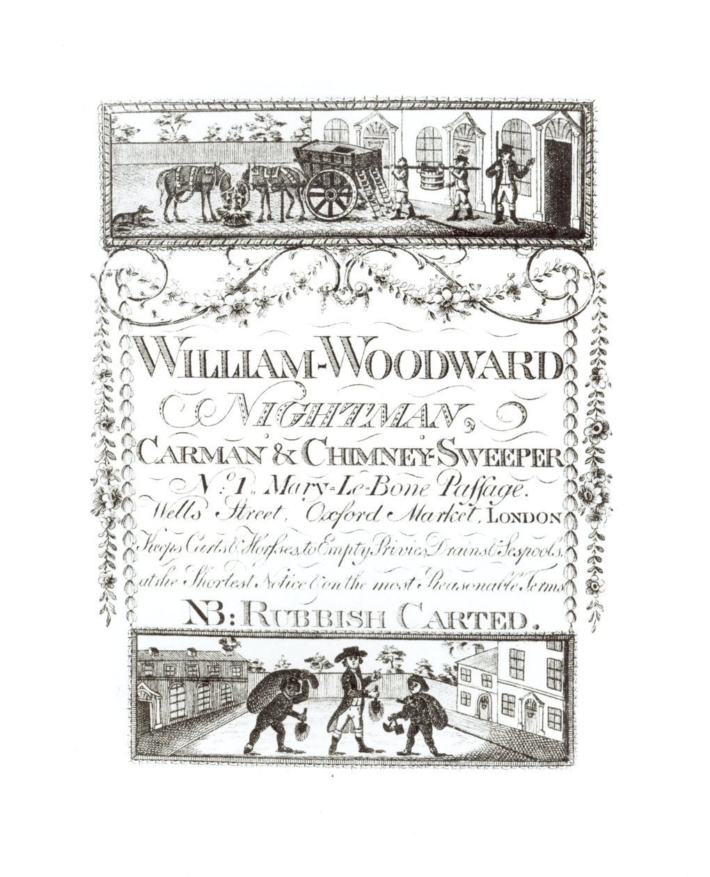 William Woodward, Nightman, Carman e Spazzacamino, No. 1 Mary-Le-Bone Passage, Wells Street, Oxford Market, Londra da English School