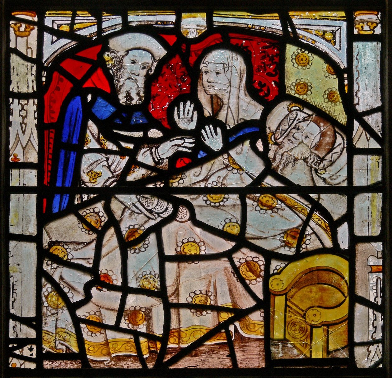 Finestra N4 che raffigura le opere di misericordia: visitare i malati da English School