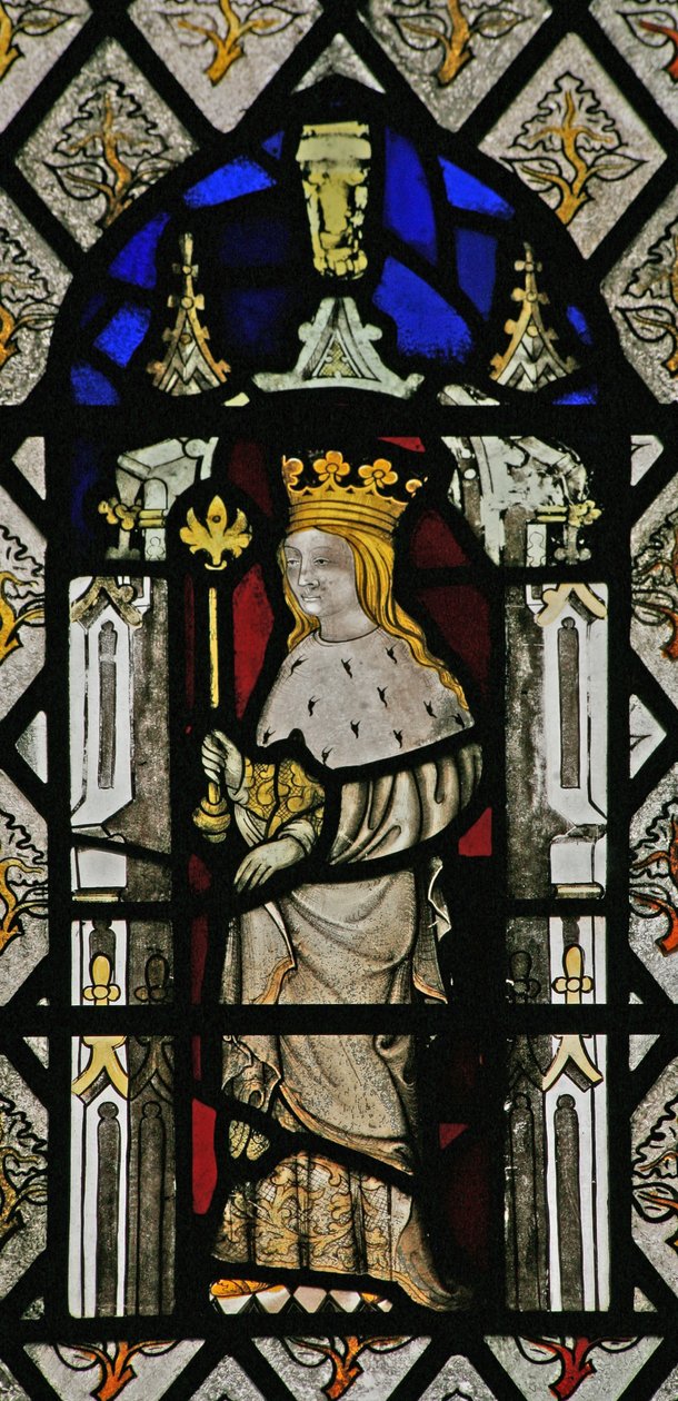 Finestra Sa raffigurante una regina? - Filippa? - o Enrico VI? da English School