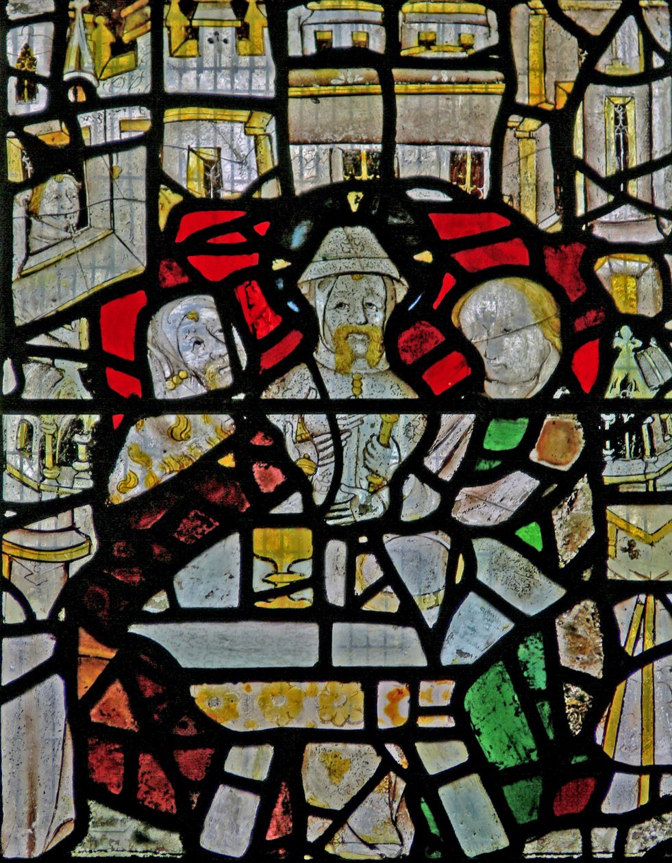 Finestra Ww che raffigura una scena di resurrezione: la cena di Emmaus da English School